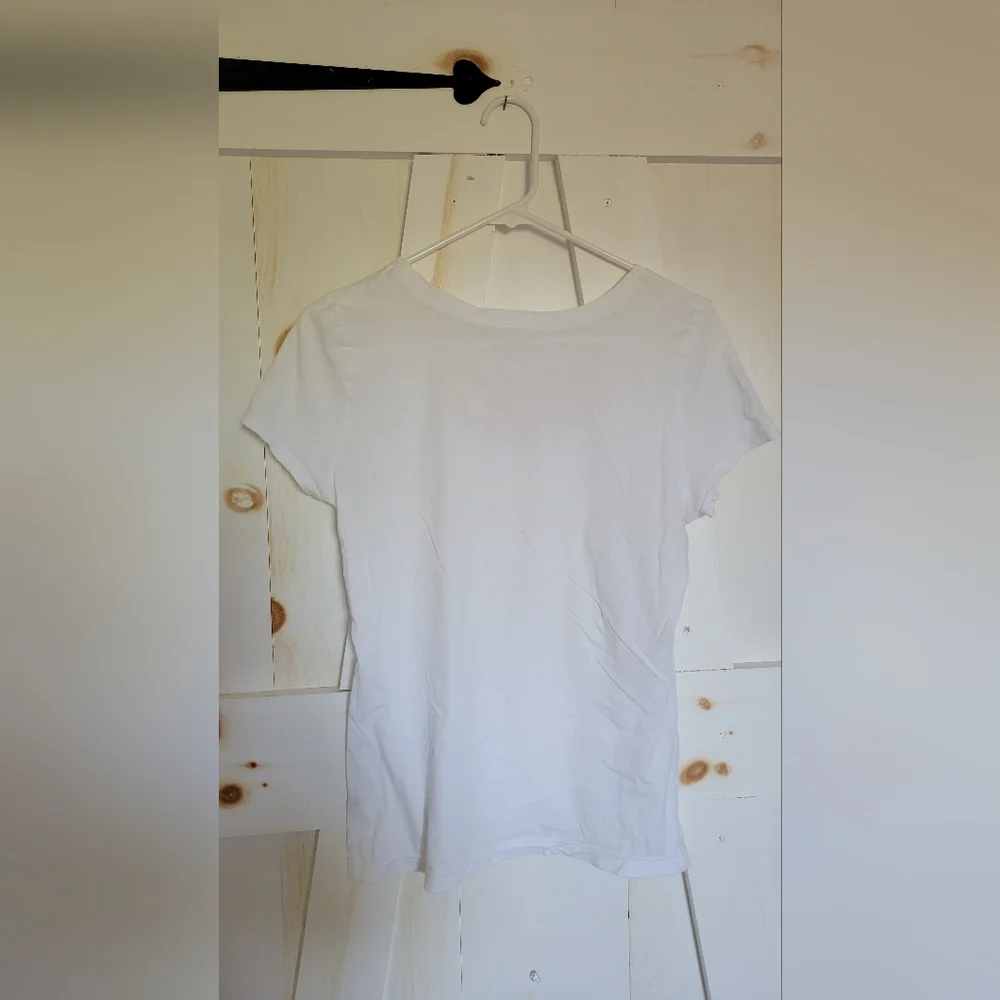 Anthropologie White Short-Sleeve Tee with Crochet Yoke - Picture 5 of 5